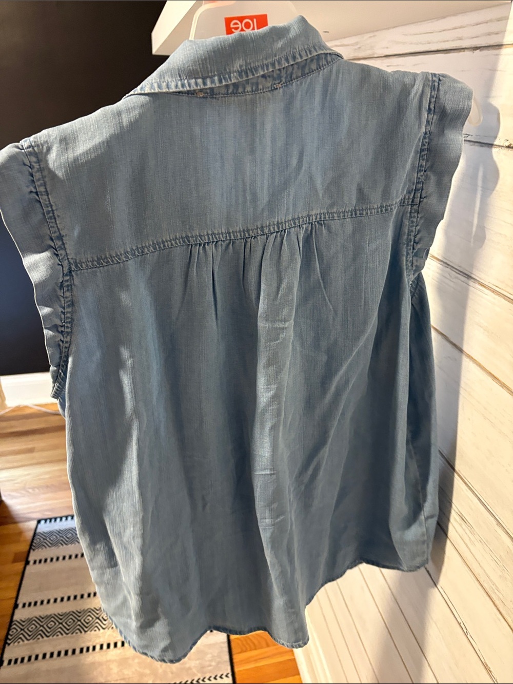 LOFT Light Blue Sleeveless Denim Button-Down Top